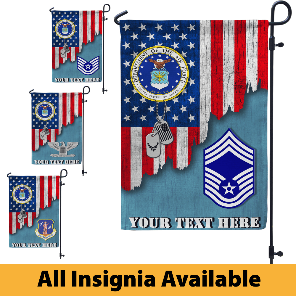 Personalized US Air Force Logo/Insignia and Text Garden Flag/Yard Flag 12 inches x 18 inches Twin-Side Printing-GDFlag-Personalized-USAF-Veterans Nation