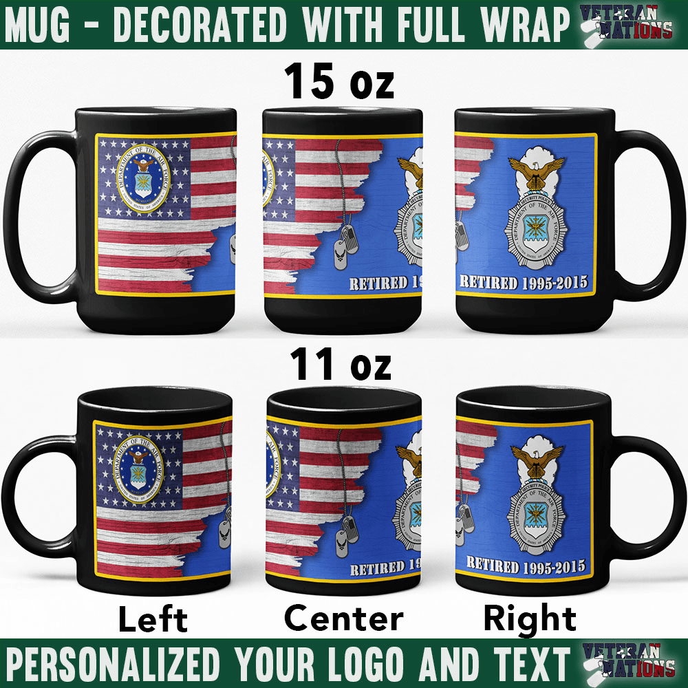 US Air Force Major Commands - Personalized 11oz - 15oz Black Mug-Mug-Personalized-USAF-Shield-Veterans Nation