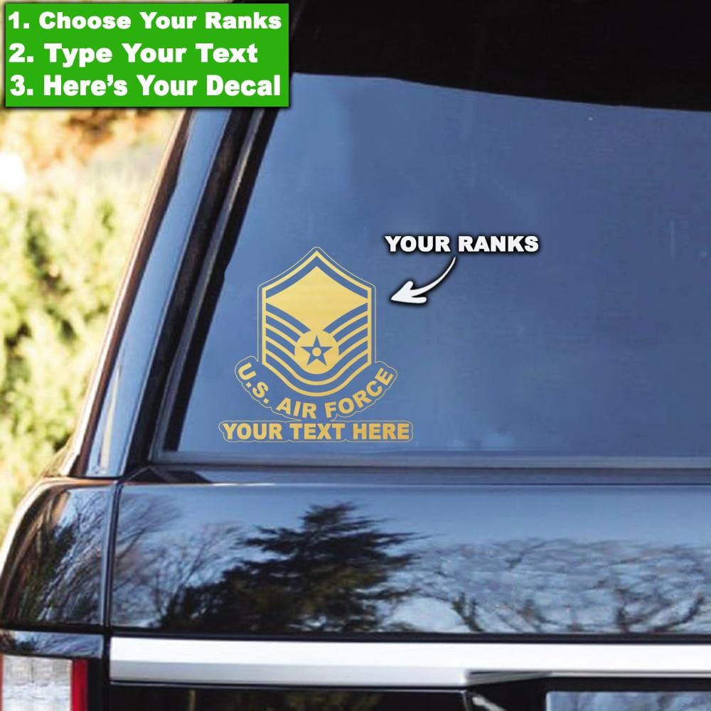 US Air Force Ranks - Personalized Clear Stickers-Decal-Personalized-USAF-Ranks-Veterans Nation