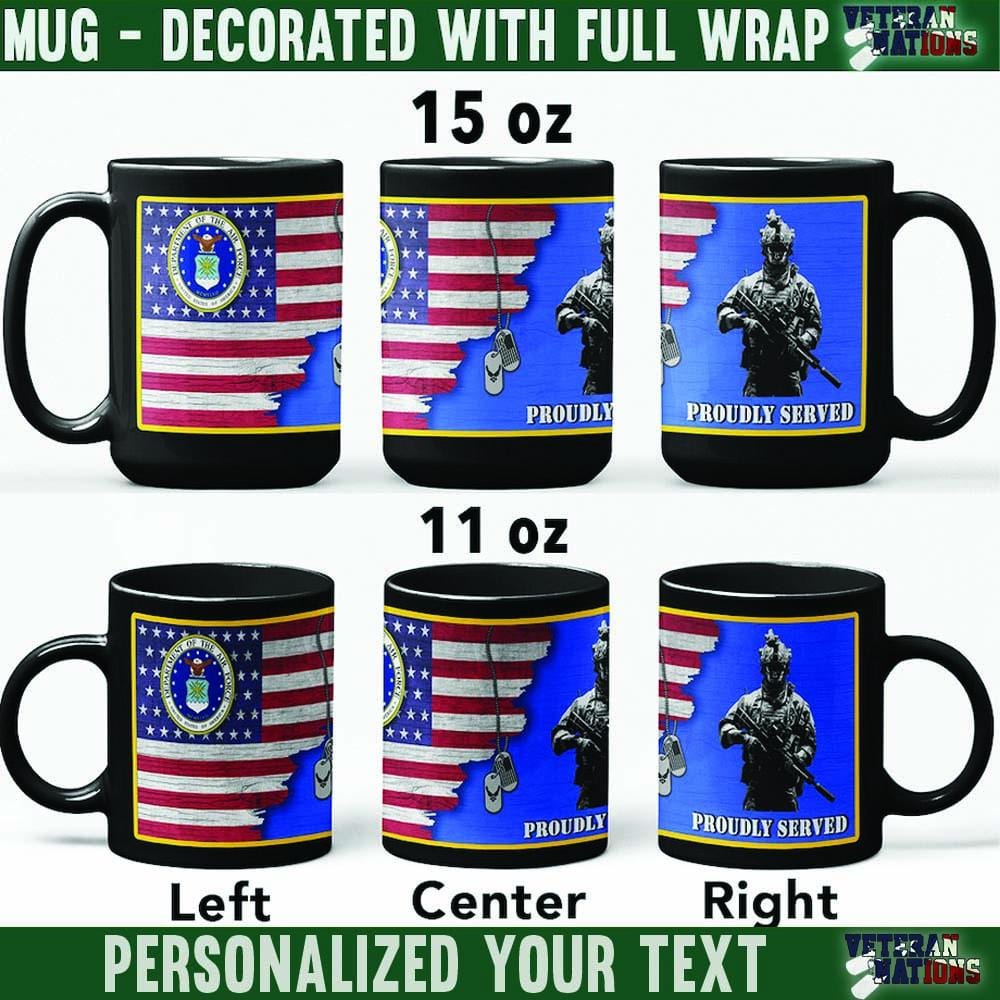 US Air Force Soldier - Personalized 11oz - 15oz Black Mug-Mug-Personalized-USAF-Ranks-Veterans Nation