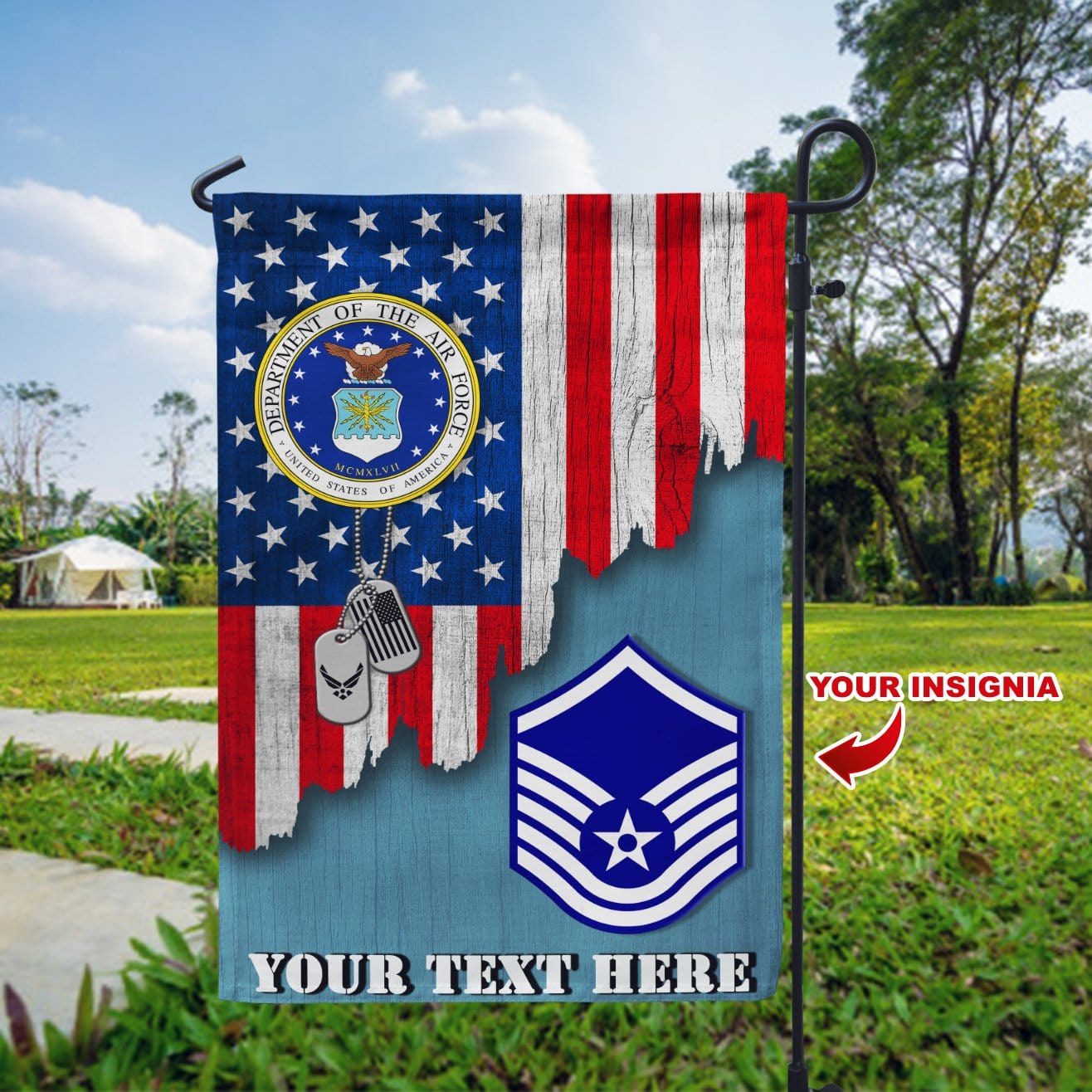 Personalized US Military Logo/Insignia and Text D01 Garden Flag/Yard Flag 12 inches x 18 inches Twin-Side Printing-GDFlag-Personalized-Veterans Nation