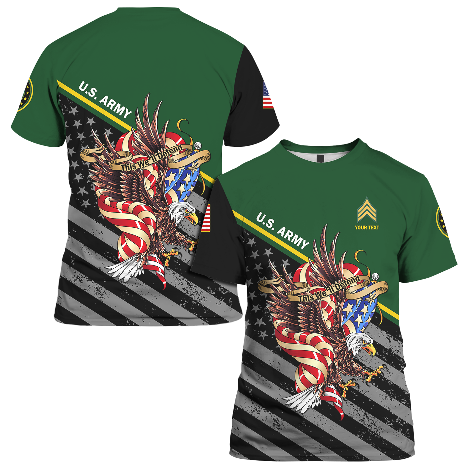 Custom 3D All Over Prints T-Shirt, Personalized Name And Ranks, Military Motto-AOV-Custom-Veterans Nation