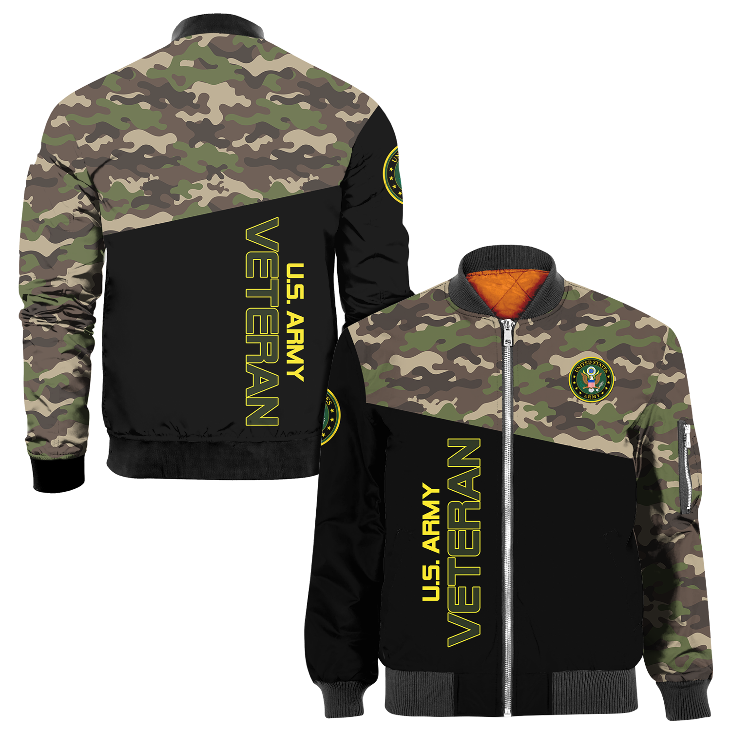 US Military Camo Uniform 3D All Over Prints Bomber Jacket-Full Printed Apparel-Veterans Nation