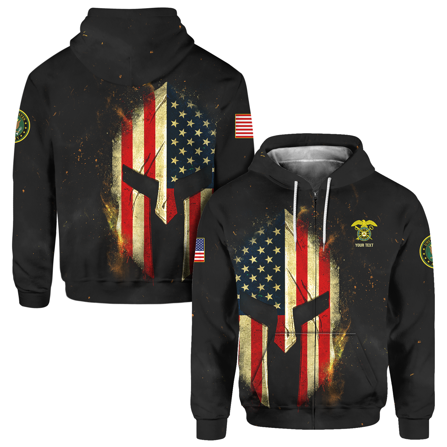 Custom 3D All Over Prints Hoodie, Personalized Name And Ranks, Spartan Warrior-AOV-Custom-Veterans Nation