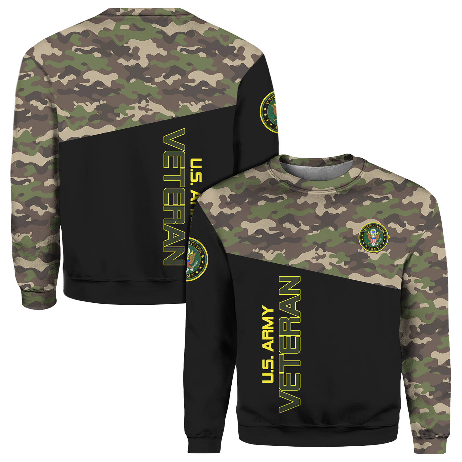 US Military Camo Uniform 3D All Over Prints Crewneck Sweatshirt-Full Printed Apparel-Veterans Nation