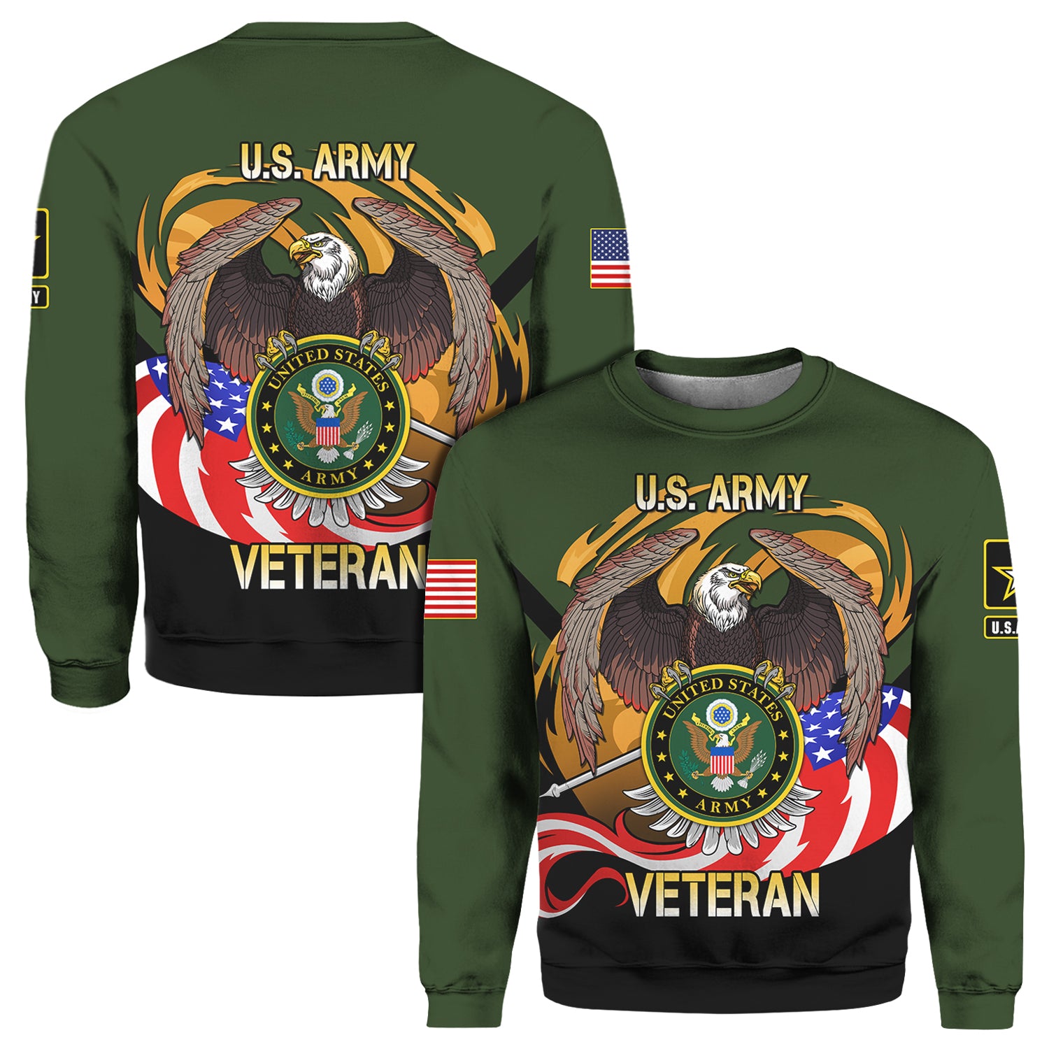 US Veteran American Eagle 3D All Over Prints Crewneck Sweatshirt-Full Printed Apparel-Veterans Nation