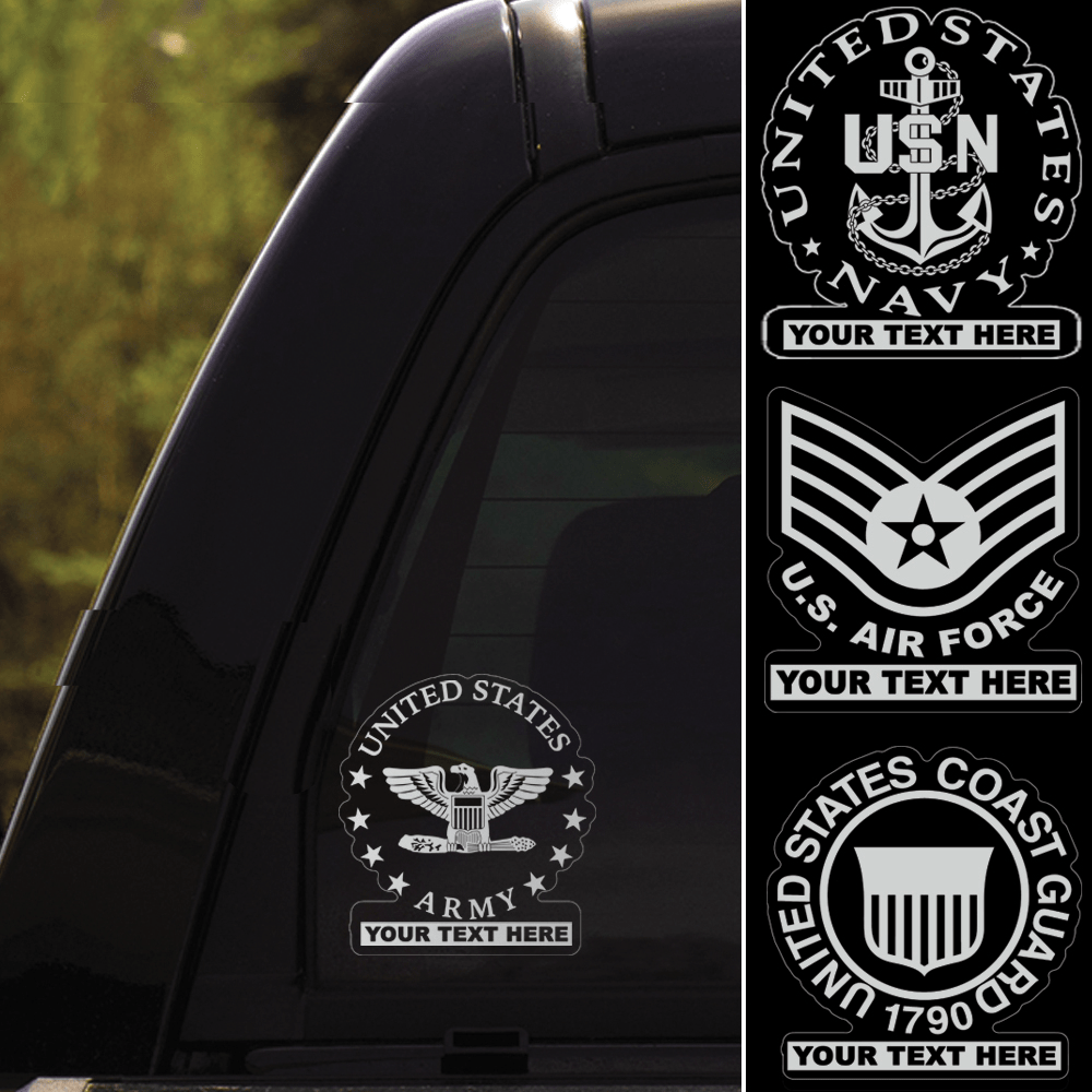 US Military Insignia Personalized Clear Stickers-Decal-Personalized-AllBranch-Veterans Nation