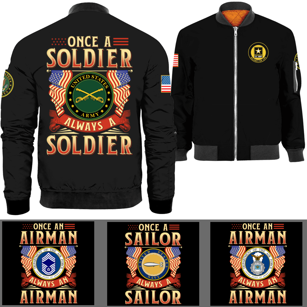 Once A Soldier Always A Soldier Bomber Jacket-Bomber-AllBranch-Veterans Nation