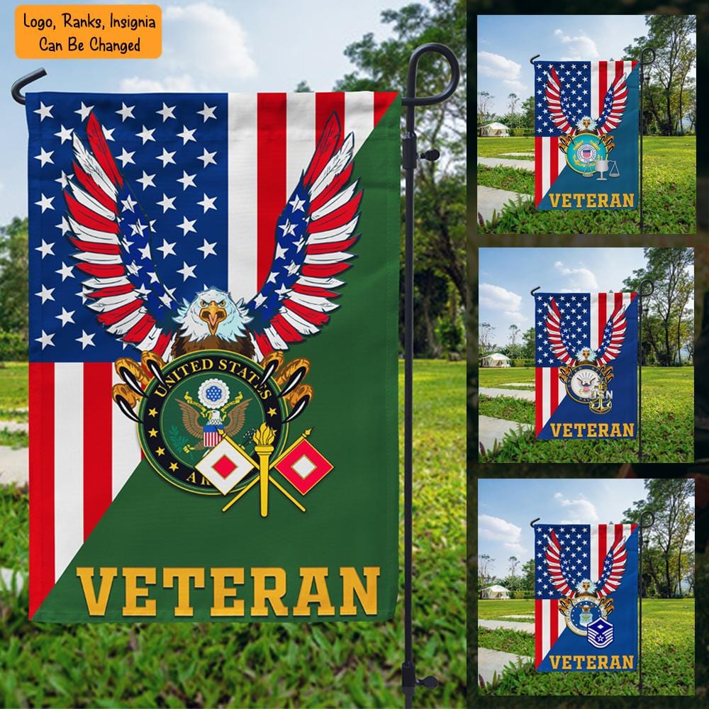 US Military Logo/Insignia D07 Veteran Garden Flag/Yard Flag 12 inches x 18 inches Twin-Side Printing-GDFlag-Personalized-Veterans Nation