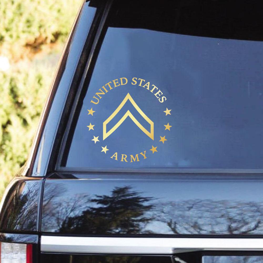 US Army E-2 PV2 E-3 PFC Enlisted Soldier Ranks Clear Stickers-Decal-Army-Ranks-Veterans Nation