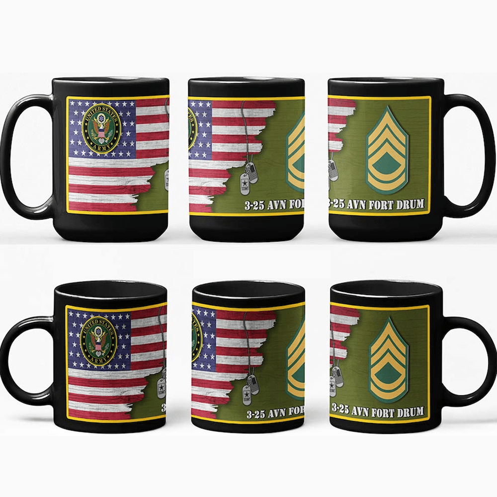 US Army Ranks - Personalized 11oz - 15oz Black Mug-Mug-Personalized-Army-Ranks-Veterans Nation