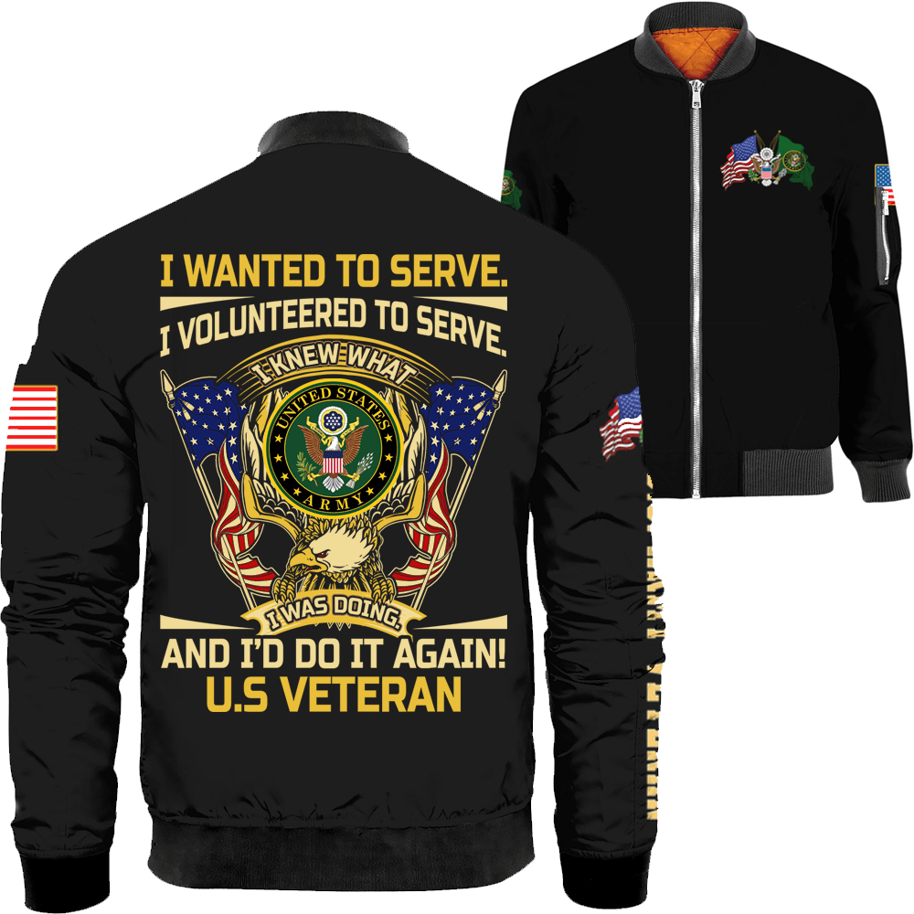 US Veteran Military Logo Bomber Jacket-Bomber-AllBranch-Veterans Nation