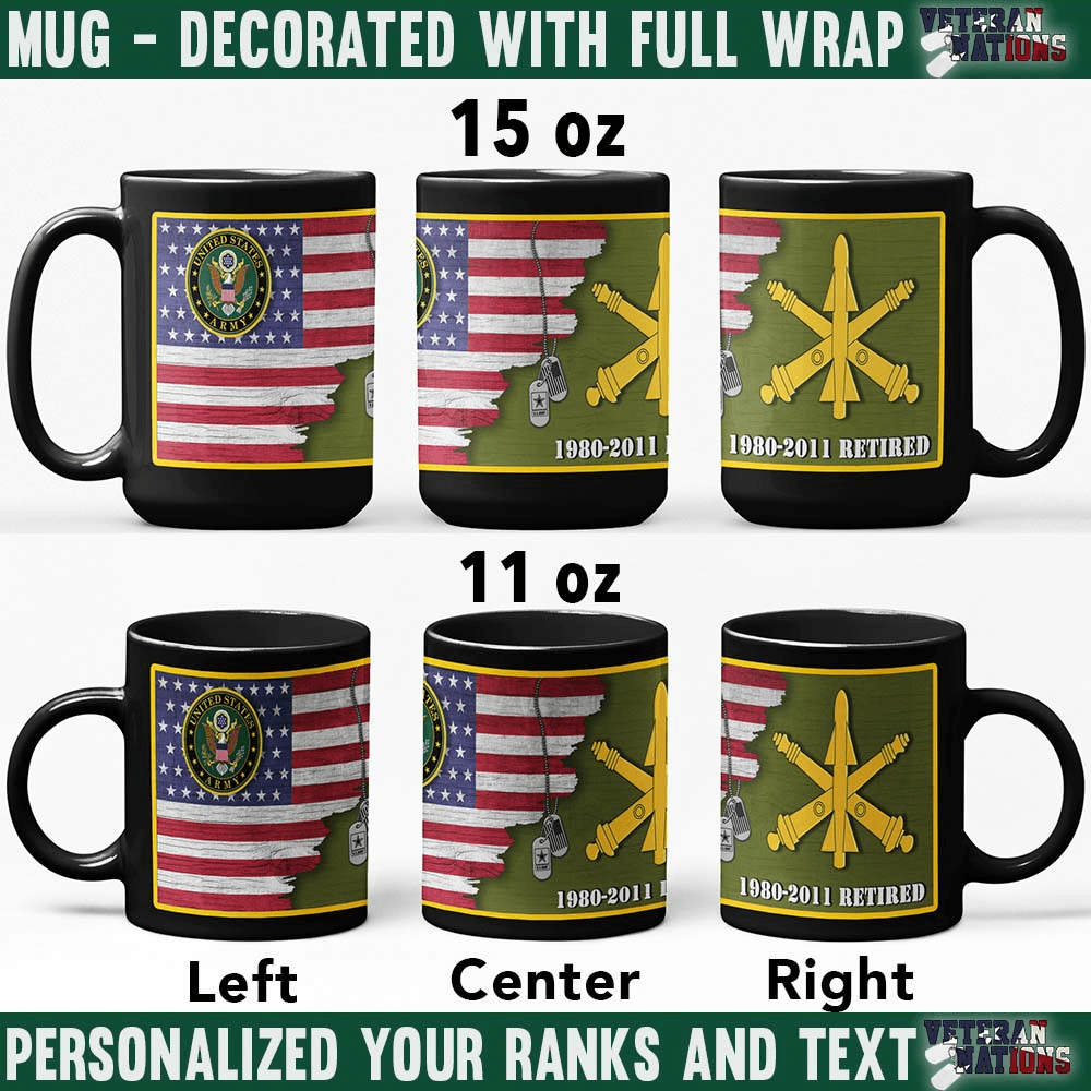 US Army Branch - Personalized 11oz - 15oz Black Mug-Mug-Personalized-Army-Branch-Veterans Nation