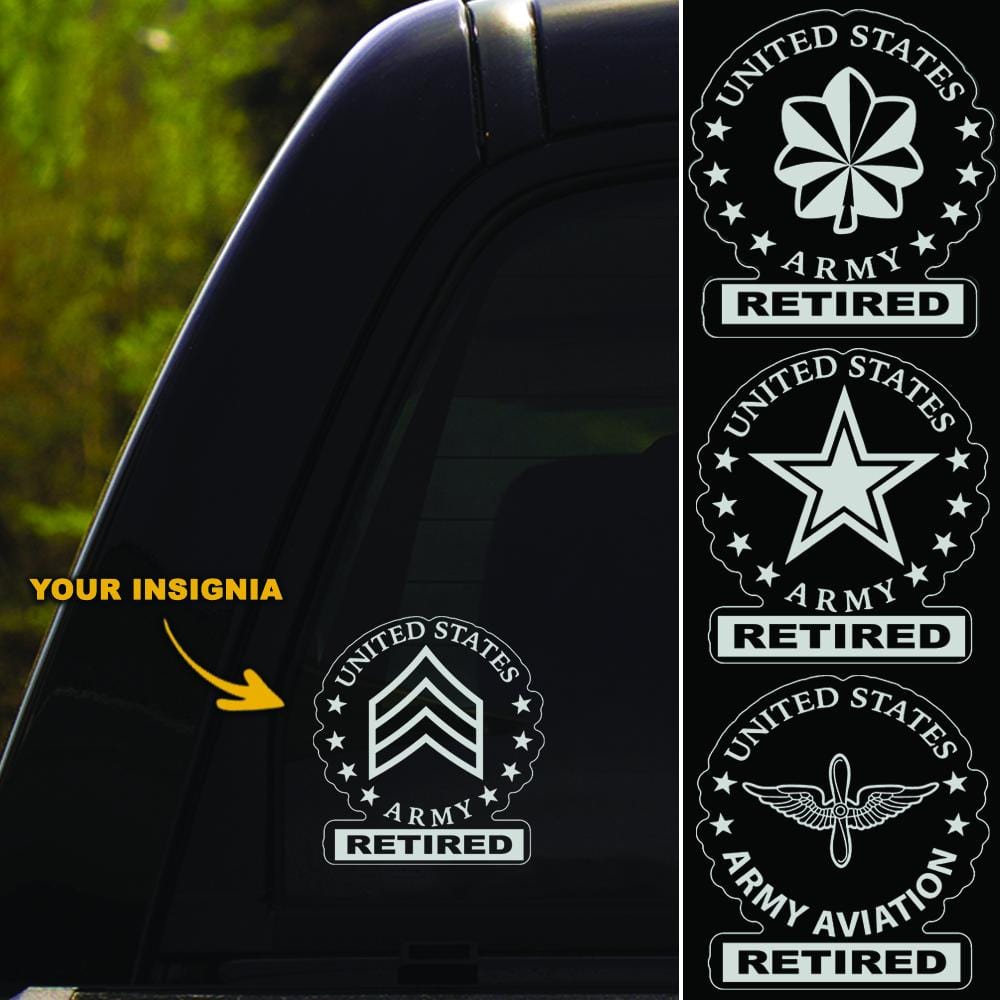 US Army Insignia Retired Clear Stickers-Decal-Army-Veterans Nation