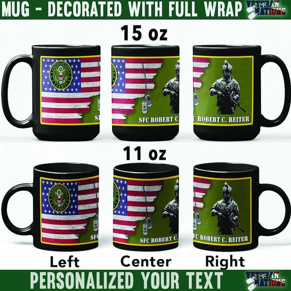 US Army Soldier - Personalized 11oz - 15oz Black Mug-Mug-Personalized-Army-Logo-Veterans Nation