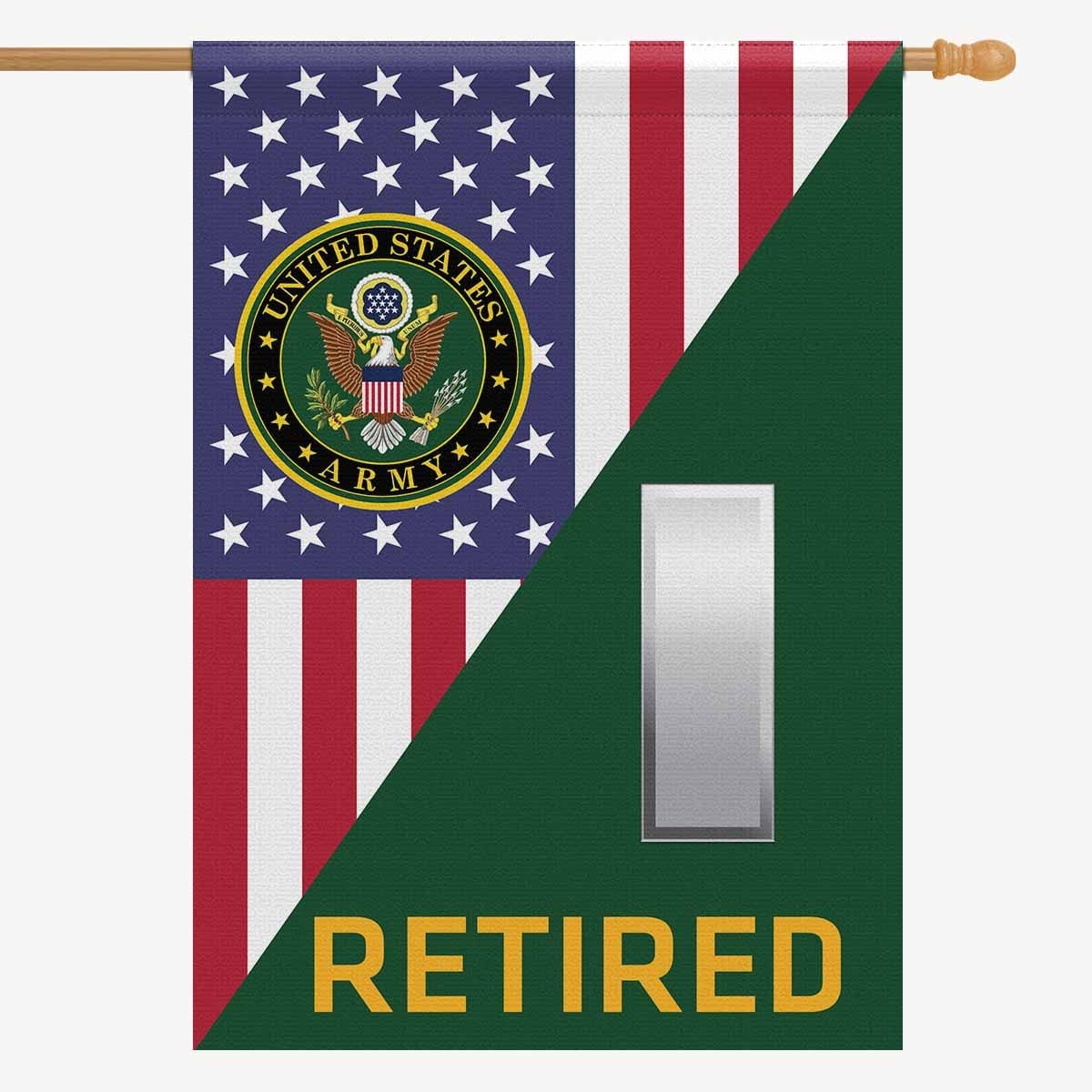 US Army O-2 First Lieutenant O2 1LT Retired House Flag 28 Inch x 40 Inch 2-Side Printing-HouseFlag-Army-Ranks-Veterans Nation