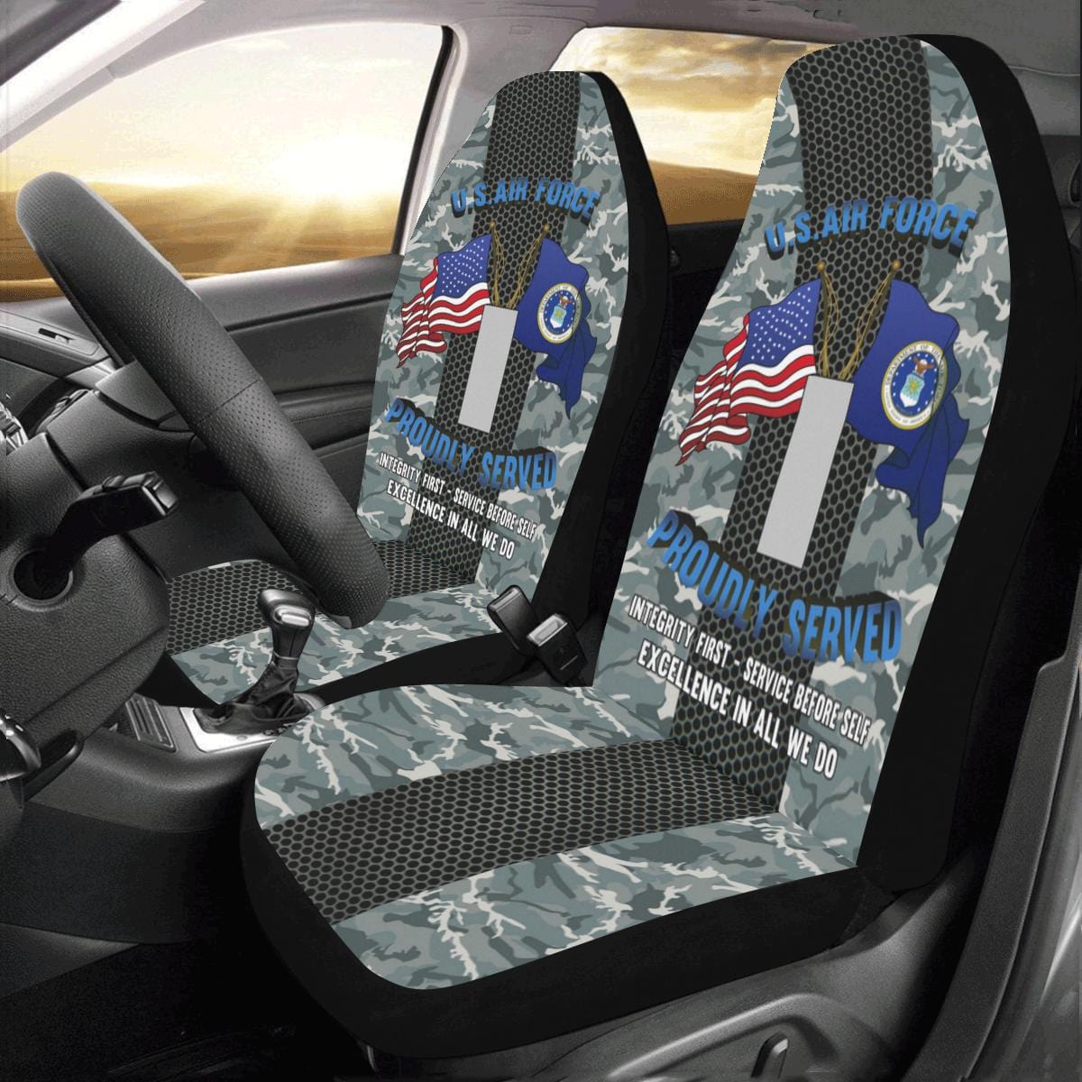 US Air Force O-2 First Lieutenant 1st L O2 Commiss Car Seat Covers (Set of 2)-SeatCovers-USAF-Ranks-Veterans Nation