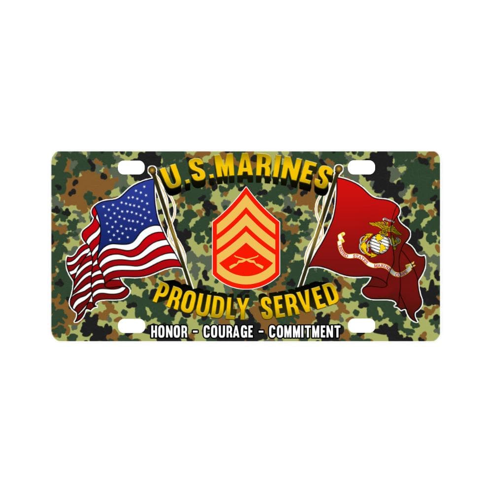 USMC E-6 Staff Sergeant E6 SSgt USMC Staff Noncomm Classic License Plate-LicensePlate-USMC-Ranks-Veterans Nation