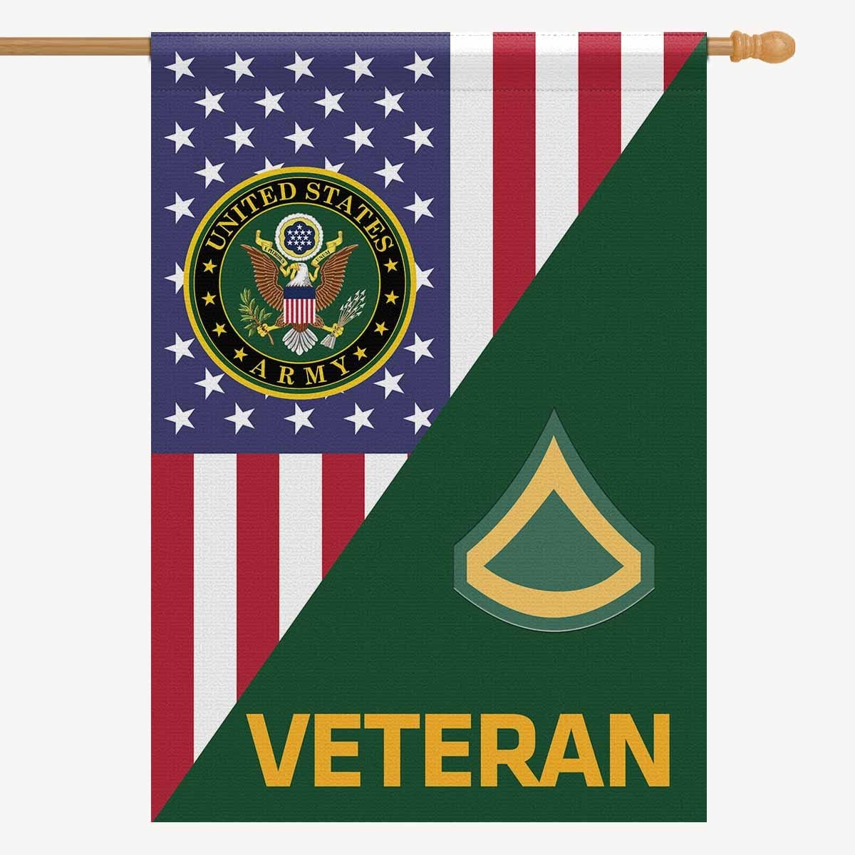 US Army E-3 Private First Class E3 PFC Veteran House Flag 28 Inch x 40 Inch 2-Side Printing-HouseFlag-Army-Ranks-Veterans Nation