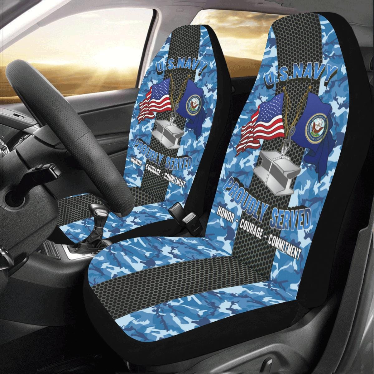 Navy Steelworker Navy SW Car Seat Covers (Set of 2)-SeatCovers-Navy-Rate-Veterans Nation