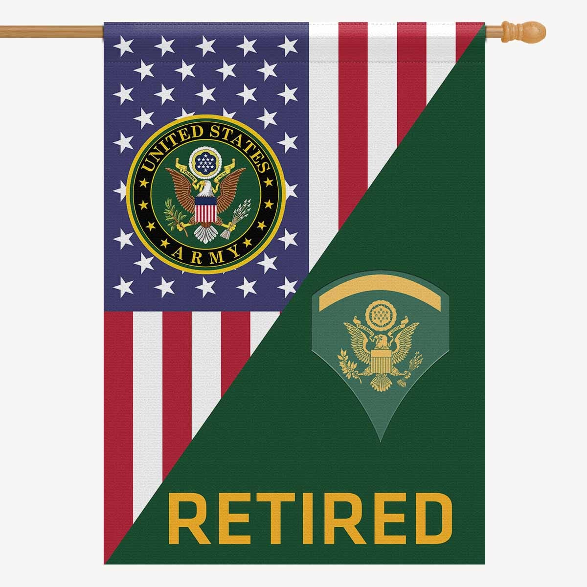 US Army E-5 SPC E5 SP5 Specialist 5 Specialist 2nd Class Retired House Flag 28 inches x 40 inches 2-Side Printing-HouseFlag-Army-Ranks-Veterans Nation