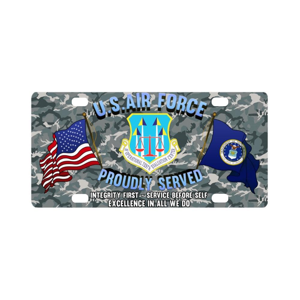 US Air Force Operational Test and Evaluation Cente Classic License Plate-LicensePlate-USAF-Shield-Veterans Nation