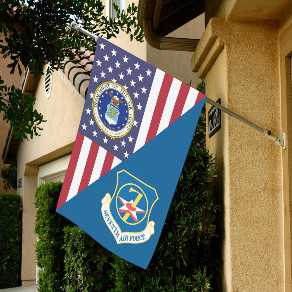 US Air Force Seventh Air Force House Flag 28 inches x 40 inches Twin-Side Printing-HouseFlag-USAF-Shield-Veterans Nation