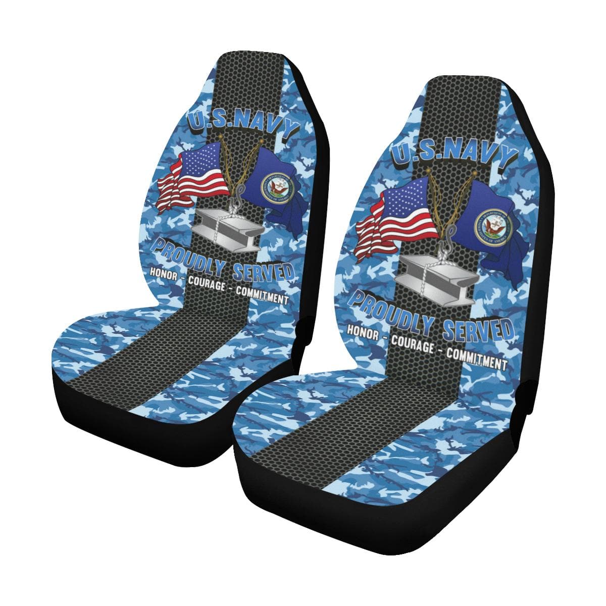 Navy Steelworker Navy SW Car Seat Covers (Set of 2)-SeatCovers-Navy-Rate-Veterans Nation