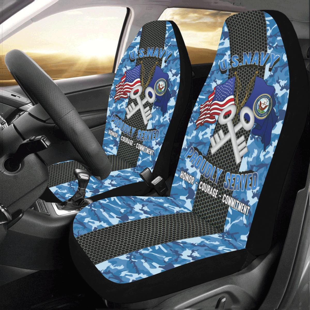Navy Storekeeper Navy SK Car Seat Covers (Set of 2)-SeatCovers-Navy-Rate-Veterans Nation