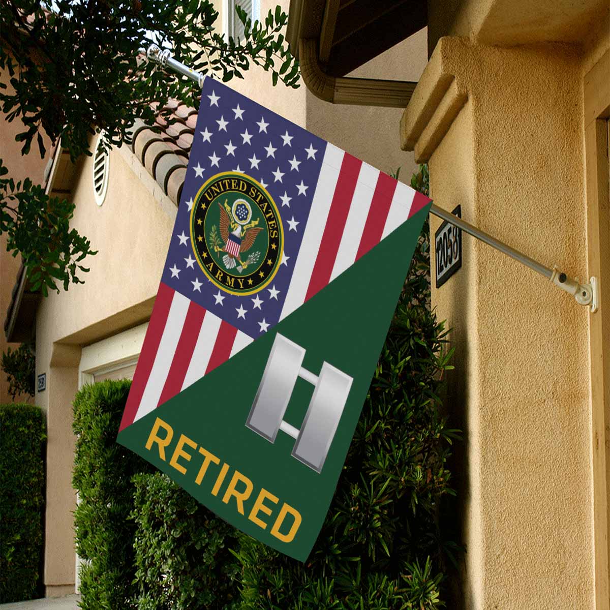 US Army O-3 Captain O3 CPT Retired House Flag 28 Inch x 40 Inch 2-Side Printing-HouseFlag-Army-Ranks-Veterans Nation