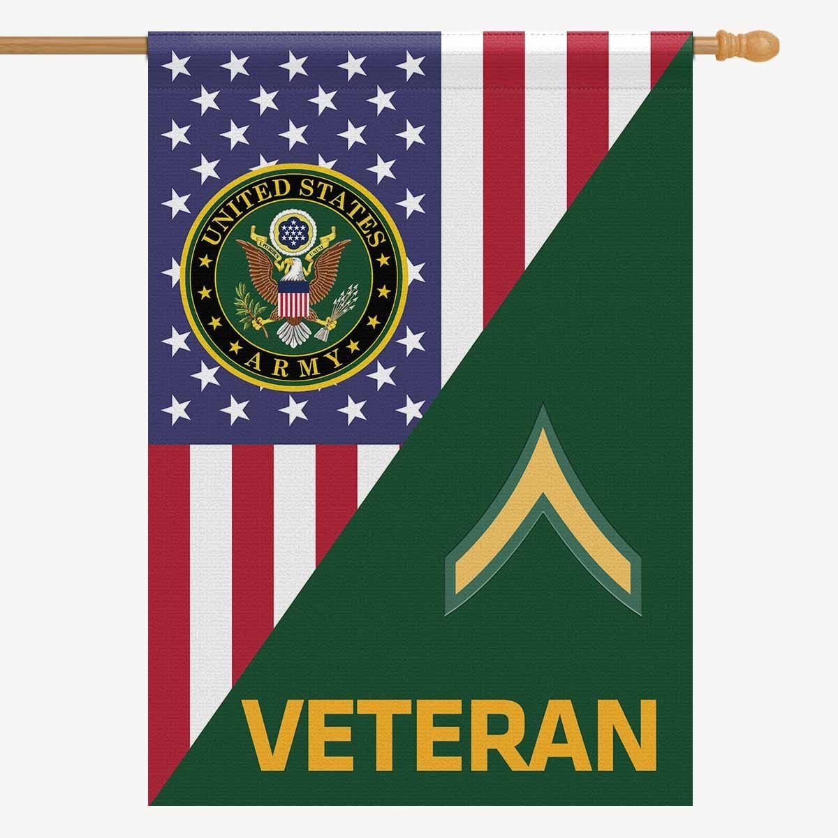 US Army E-2 Private Second Class E2 PV2 Veteran House Flag 28 Inch x 40 Inch 2-Side Printing-HouseFlag-Army-Ranks-Veterans Nation