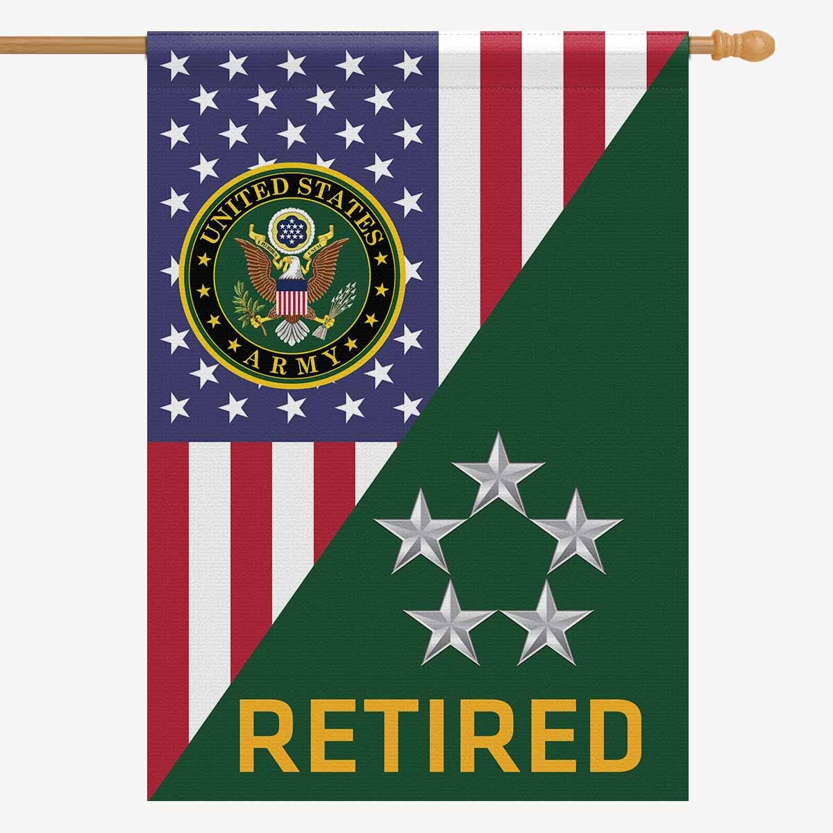 US Army O-10 General of the Army O10 GA Retired House Flag 28 Inch x 40 Inch 2-Side Printing-HouseFlag-Army-Ranks-Veterans Nation