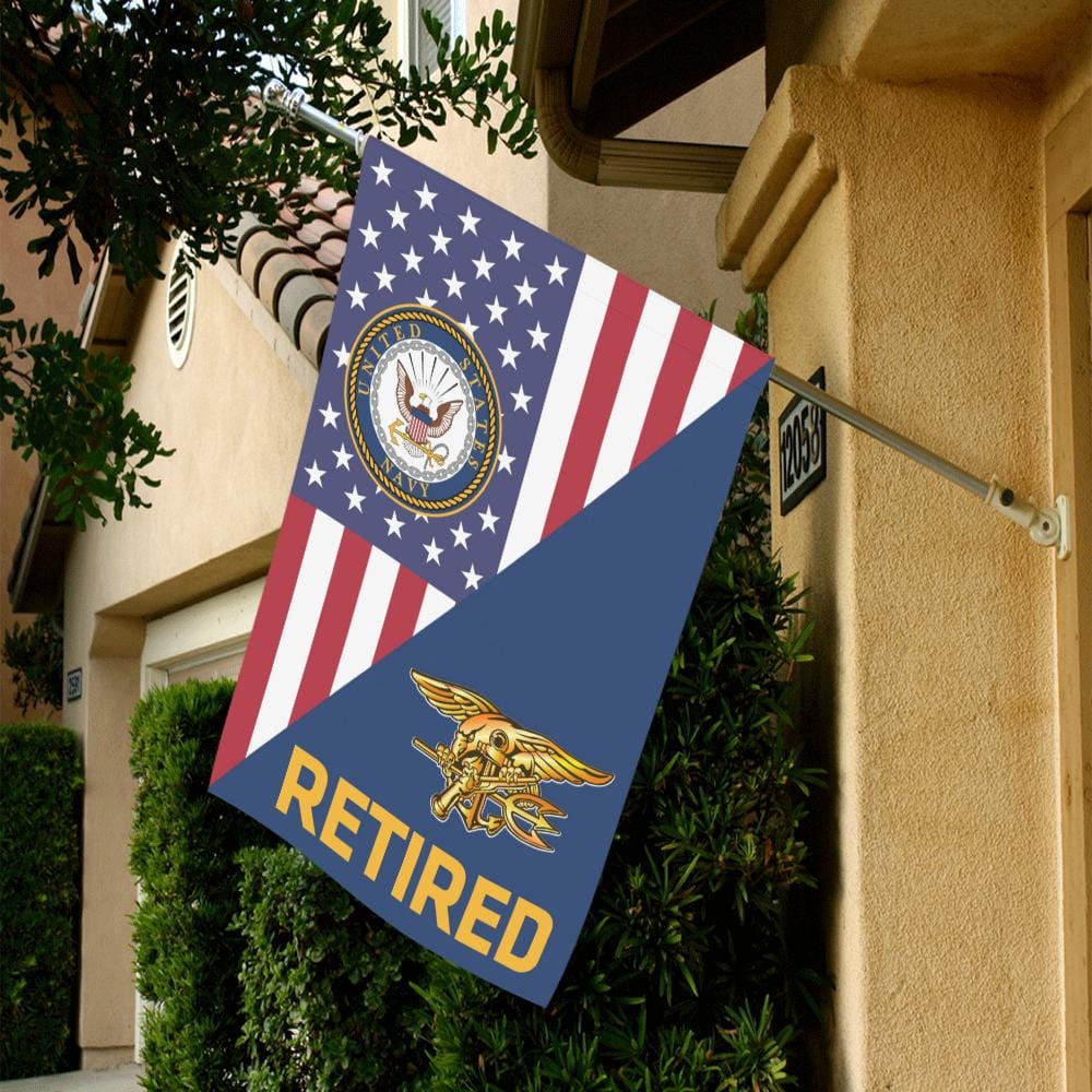 US Navy Special Warfare Retired House Flag 28 inches x 40 inches Twin-Side Printing-HouseFlag-Navy-Badge-Veterans Nation