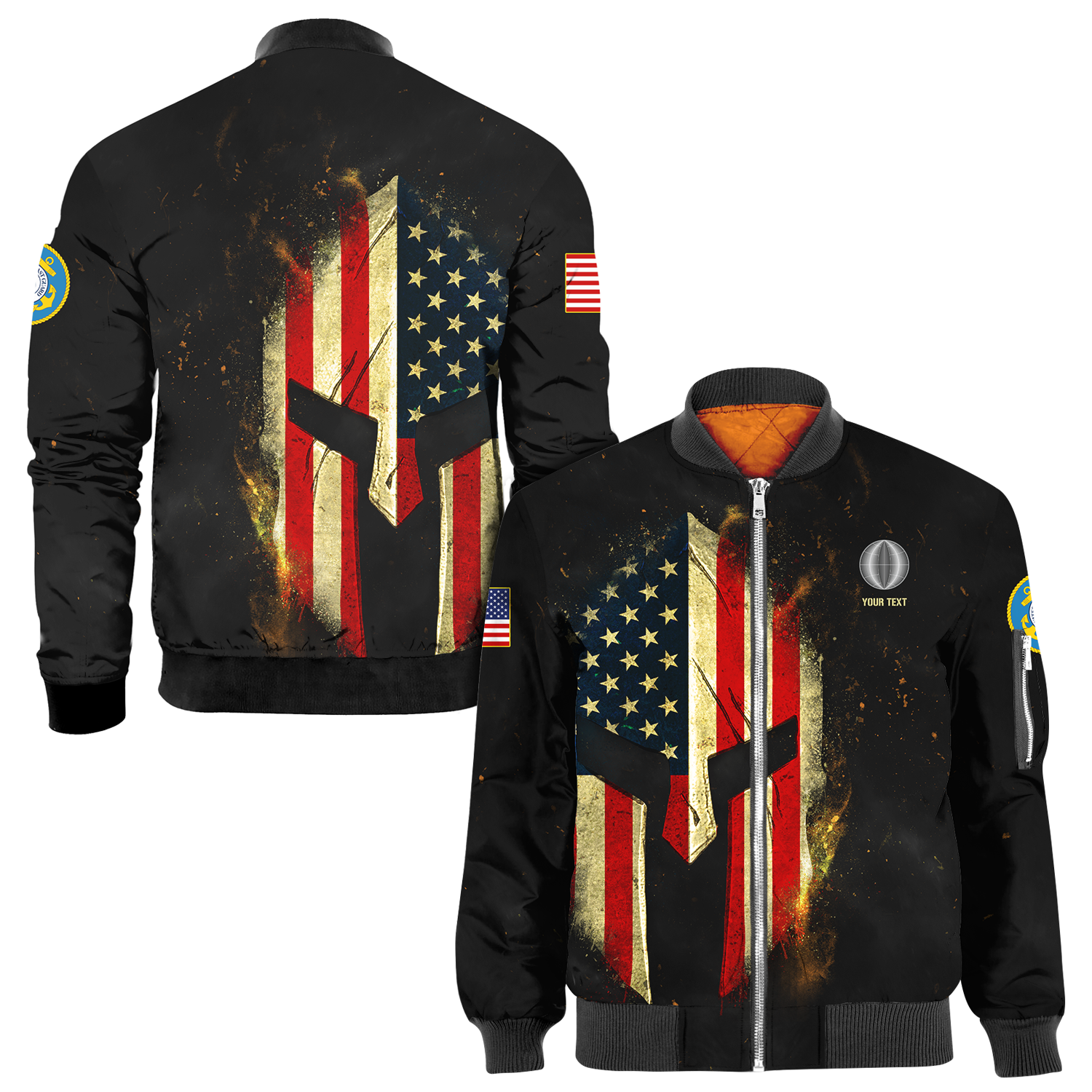 Custom 3D All Over Prints Bomber Jacket, Personalized Name And Ranks, Spartan Warrior-AOV-Custom-Veterans Nation