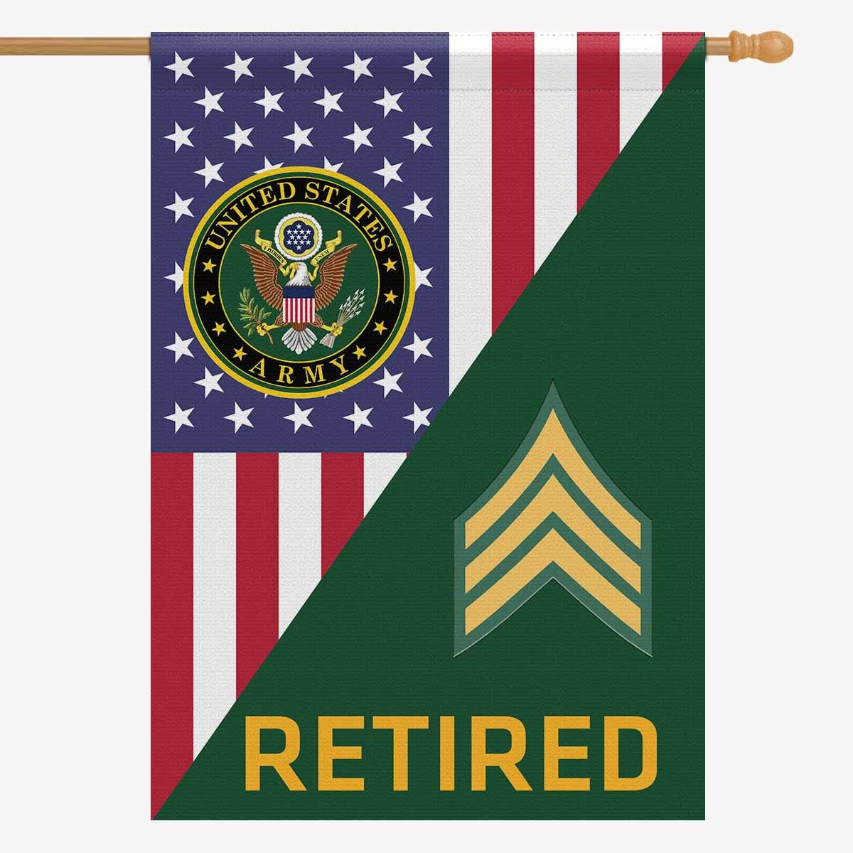 US Army E-5 Sergeant E5 SGT Retired House Flag 28 Inch x 40 Inch 2-Side Printing-HouseFlag-Army-Ranks-Veterans Nation