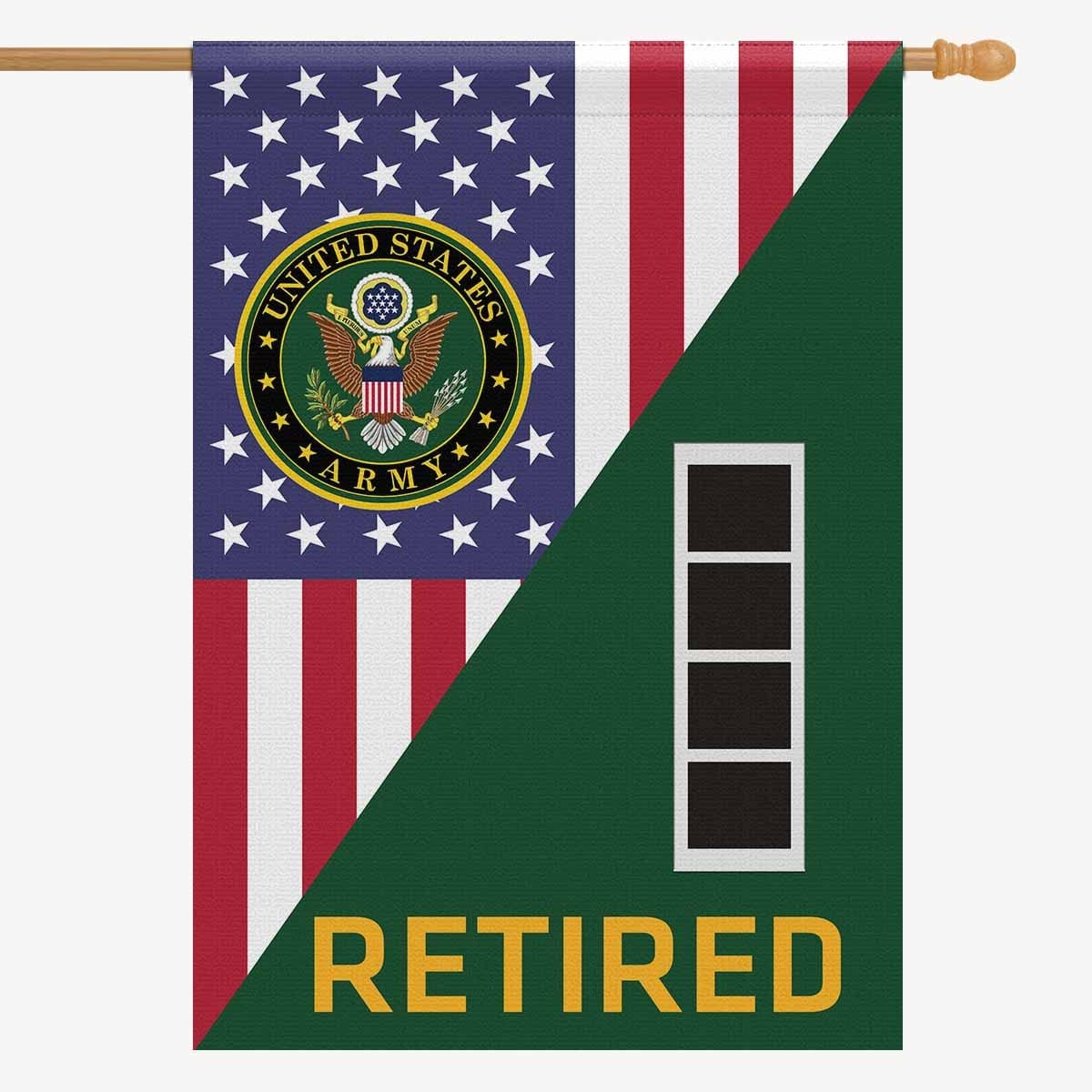US Army W-4 Chief Warrant Officer 4 Retired House Flag 28 Inch x 40 Inch 2-Side Printing-HouseFlag-Army-Ranks-Veterans Nation