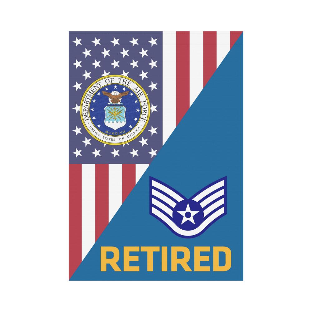 US Air Force E-5 Staff Sergeant SSgt Retired House Flag 28 inches x 40 inches Twin-Side Printing-HouseFlag-USAF-Ranks-Veterans Nation