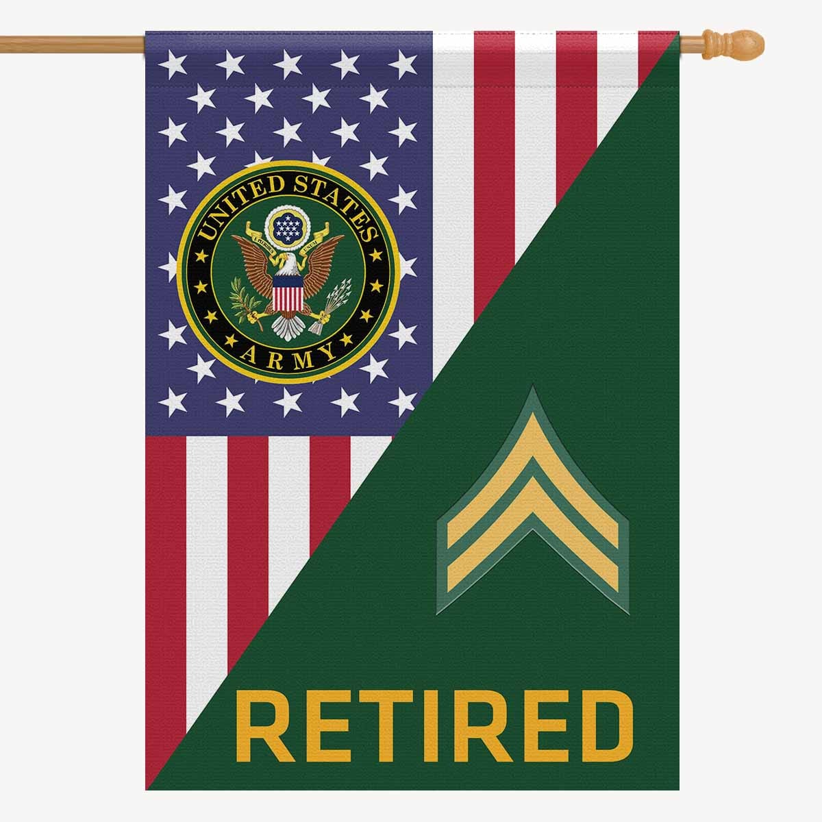 US Army E-4 Corporal E4 CPL Retired House Flag 28 Inch x 40 Inch 2-Side Printing-HouseFlag-Army-Ranks-Veterans Nation