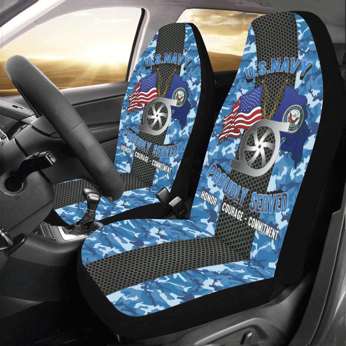Navy Gas Turbine Systems Technician Navy GS Car Seat Covers (Set of 2)-SeatCovers-Navy-Rate-Veterans Nation