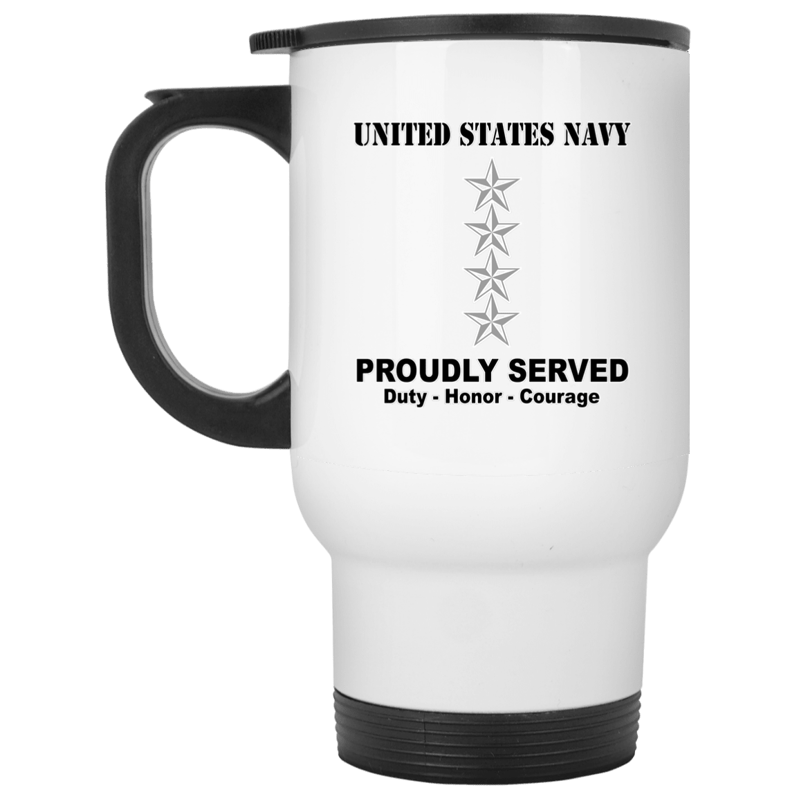 US Navy O-10 Admiral O10 ADM Flag Officer Ranks T shirt White Coffee Mug - Stainless Travel Mug-Mug-Navy-Officer-Veterans Nation