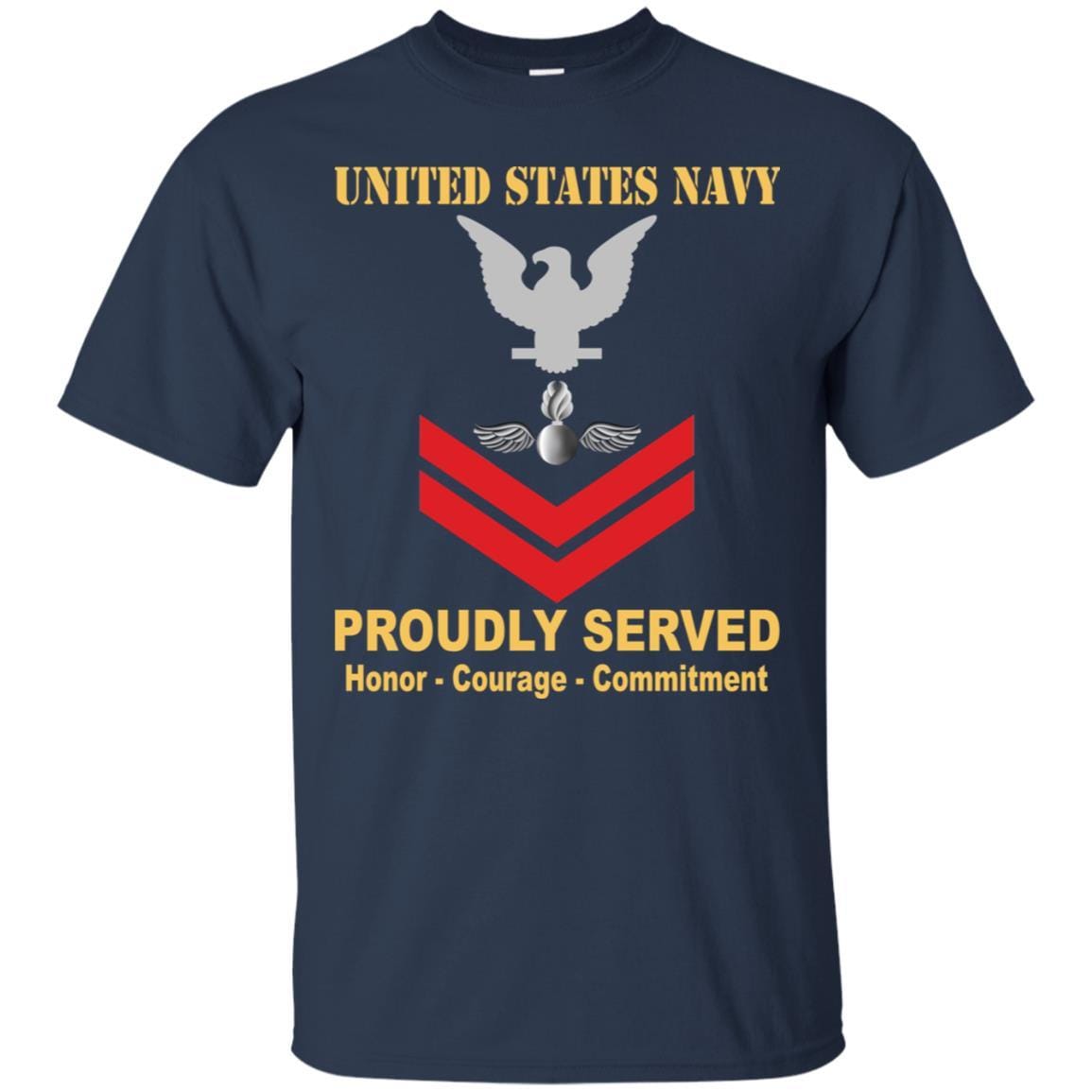 Navy Aviation Ordnanceman Navy AO E-5 Rating Badges Proudly Served T-Shirt For Men On Front-TShirt-Navy-Veterans Nation