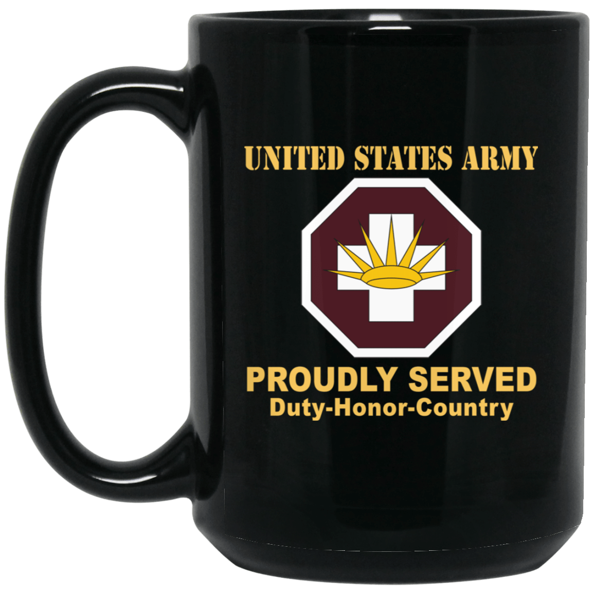 US ARMY 8TH MEDICAL BRIGADE- 11 oz - 15 oz Black Mug-Mug-Army-CSIB-Veterans Nation