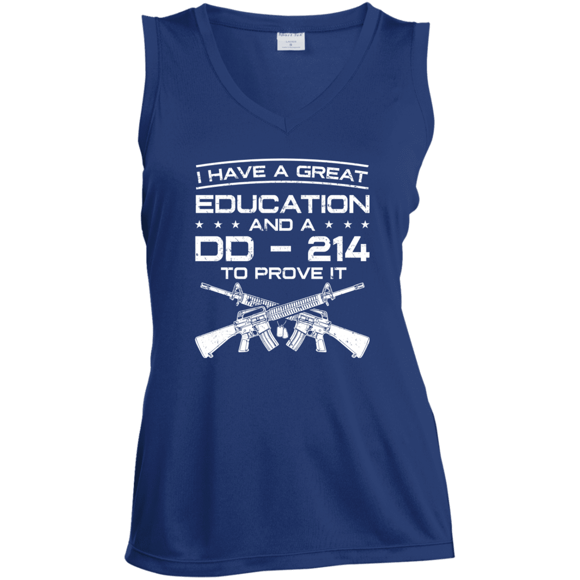 Military T-Shirt "I Have A Great Education And A DD 214 To Prove It - Women" Front-TShirt-General-Veterans Nation