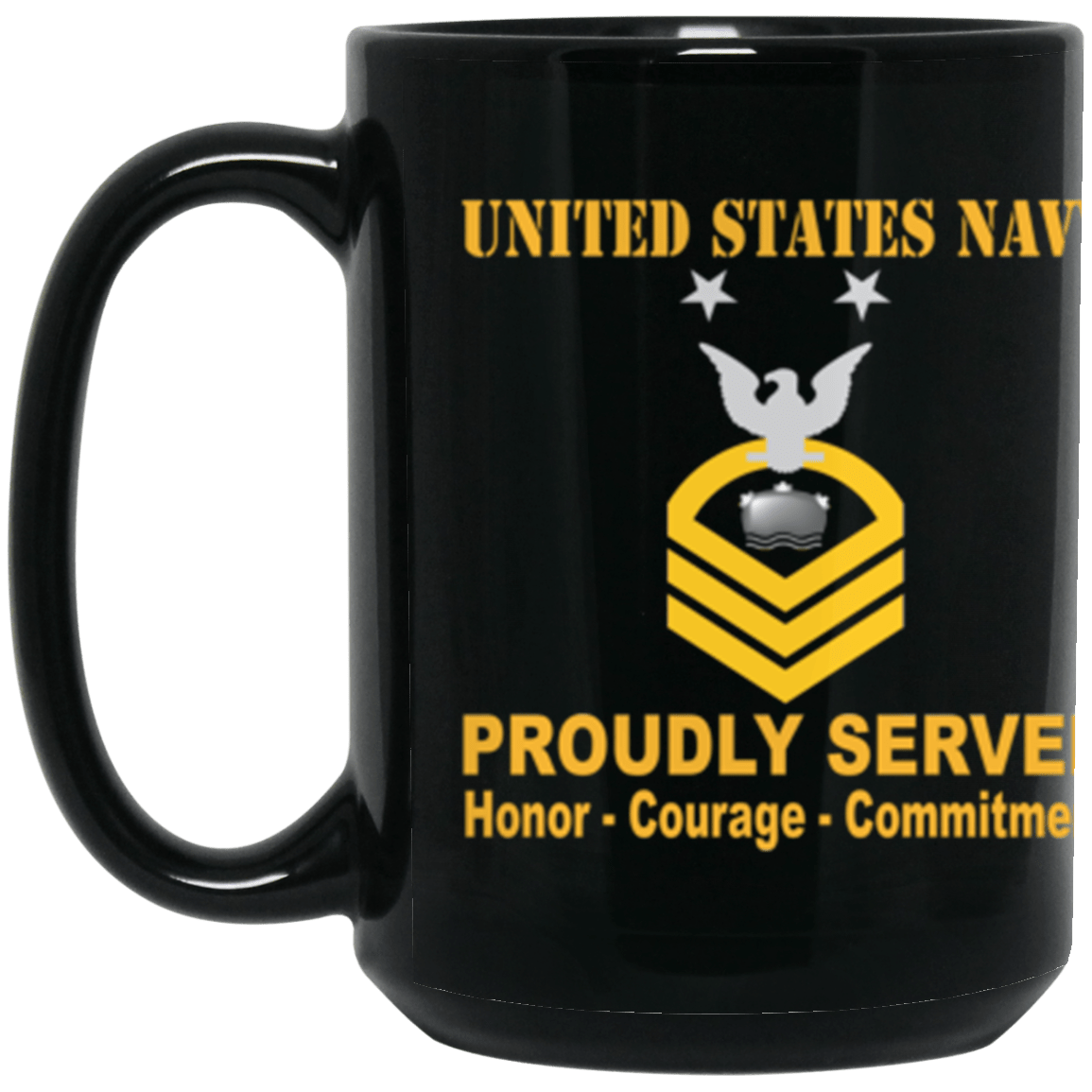 US Navy MN E-9 15 oz. Black Mug-Drinkware-Veterans Nation