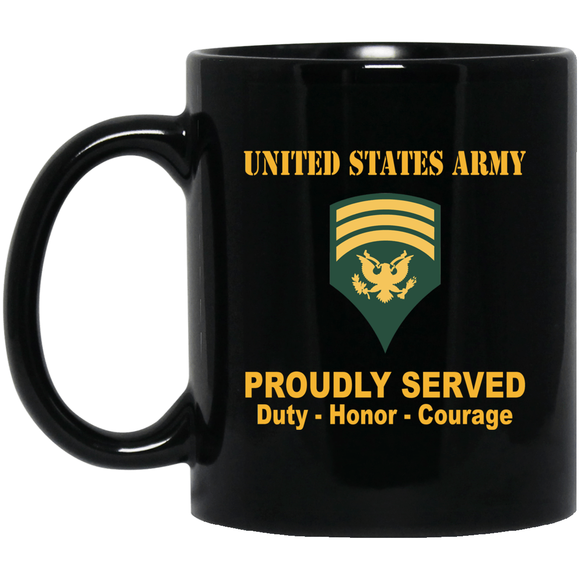 US Army E-7 SPC E7 Specialist Ranks Proudly Served Black Mug Black Mug-Mug-Army-Ranks-Veterans Nation
