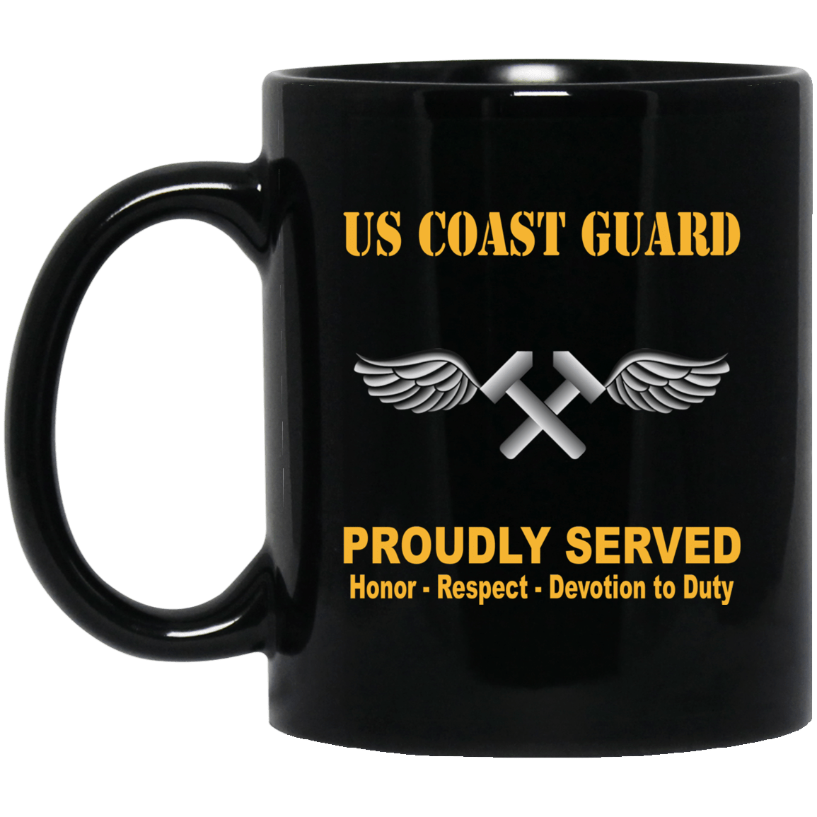US Coast Guard Aviation Metalsmith AM Logo Proudly Served Black Mug 11 oz - 15 oz-Mug-USCG-Rate-Veterans Nation