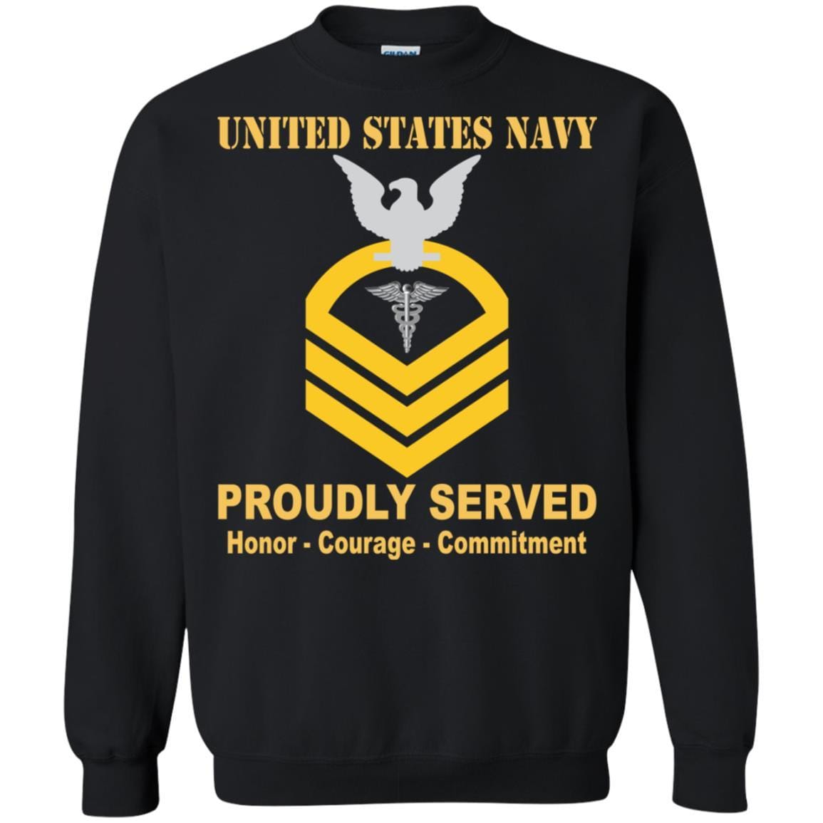 U.S Navy Hospital Corpsman Navy HM E-7 Rating Badges Proudly Served T-Shirt For Men On Front-TShirt-Navy-Veterans Nation