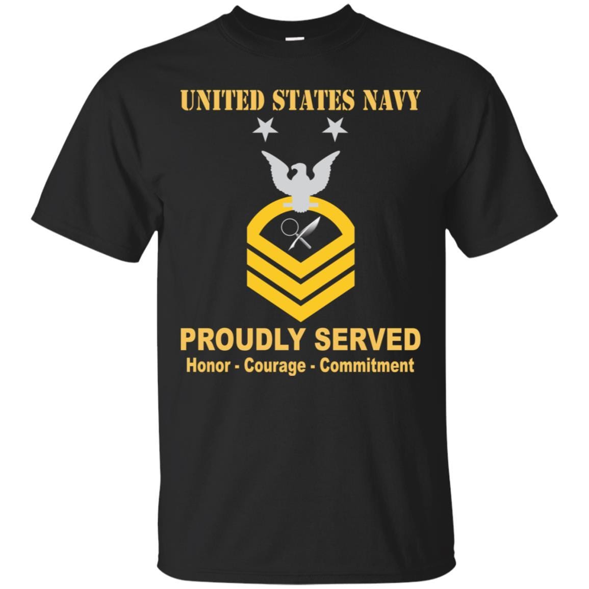 Navy Intelligence Specialist Navy IS E-9 Rating Badges Proudly Served T-Shirt For Men On Front-TShirt-Navy-Veterans Nation