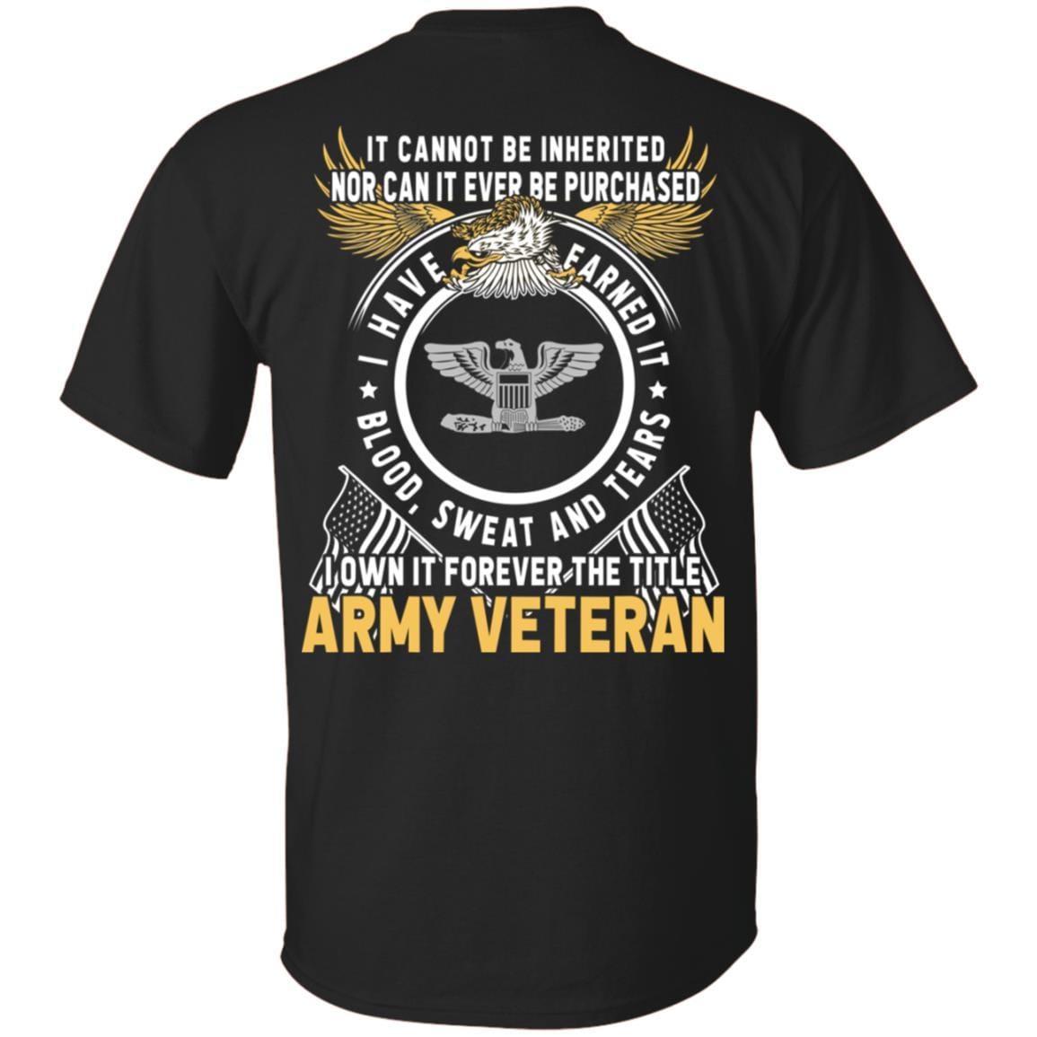 US Army O-6 Colonel O6 COL Field Officer Ranks T-Shirt For Men On Back-TShirt-Army-Veterans Nation