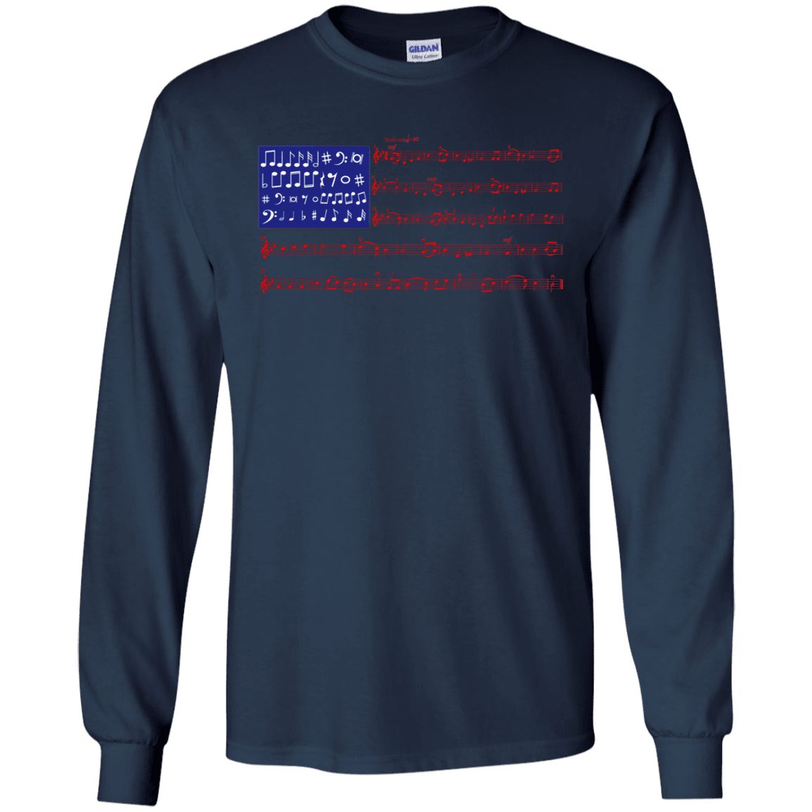 Military T-Shirt "4th Of July Gift Independence Music Note America Flag T-Shirt Men" Front-TShirt-General-Veterans Nation